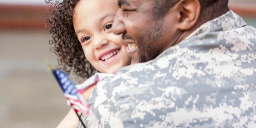 US Soldier Hugging His Child